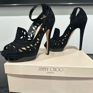 Jimmy Choo Kalan Black Suede Stilettos